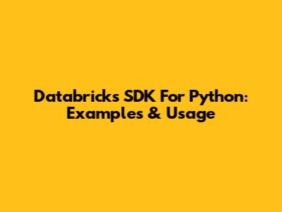 Databricks SDK For Python: Examples & Usage