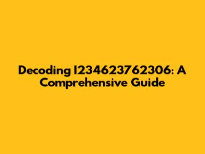 Decoding I234623762306: A Comprehensive Guide