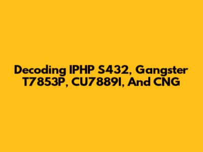 Decoding IPHP S432, Gangster T7853P, CU7889I, And CNG