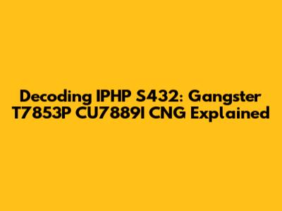 Decoding IPHP S432: Gangster T7853P CU7889I CNG Explained