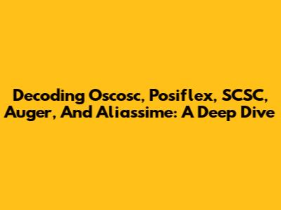 Decoding Oscosc, Posiflex, SCSC, Auger, And Aliassime: A Deep Dive