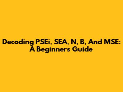 Decoding PSEi, SEA, N, B, And MSE: A Beginner's Guide