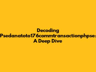 Decoding Psedanatoto176commtransactionphpse: A Deep Dive