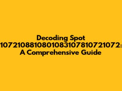 Decoding Spot 1072108810801083107810721072: A Comprehensive Guide