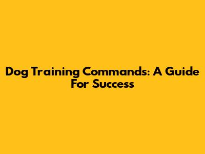 Dog Training Commands: A Guide For Success