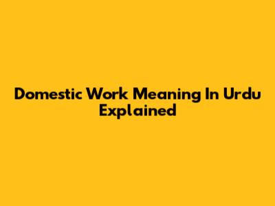 Domestic Work Meaning In Urdu Explained