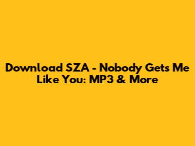 Download SZA - Nobody Gets Me Like You: MP3 & More