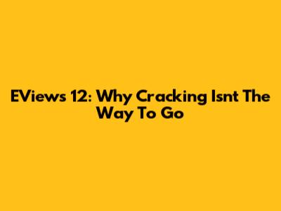 EViews 12: Why Cracking Isn't The Way To Go