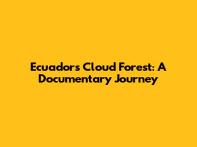 Ecuador's Cloud Forest: A Documentary Journey