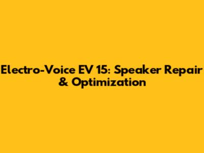 Electro-Voice EV 15: Speaker Repair & Optimization