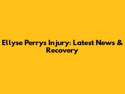 Ellyse Perry's Injury: Latest News & Recovery