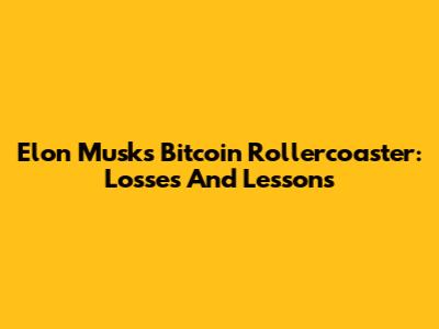 Elon Musk's Bitcoin Rollercoaster: Losses And Lessons