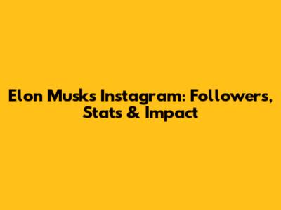 Elon Musk's Instagram: Followers, Stats & Impact
