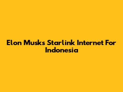 Elon Musk's Starlink Internet For Indonesia