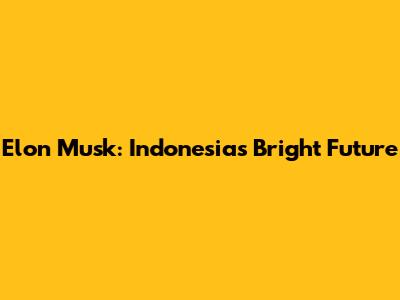Elon Musk: Indonesia's Bright Future
