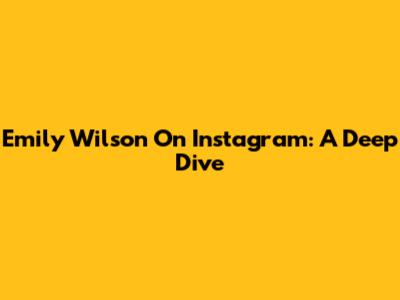 Emily Wilson On Instagram: A Deep Dive