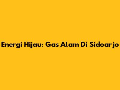 Energi Hijau: Gas Alam Di Sidoarjo