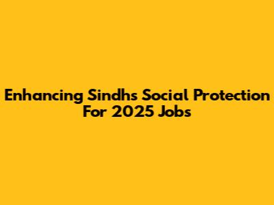 Enhancing Sindh's Social Protection For 2025 Jobs