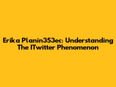 Erika Planin353ec: Understanding The ITwitter Phenomenon