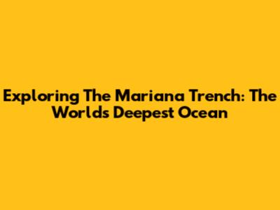 Exploring The Mariana Trench: The World's Deepest Ocean