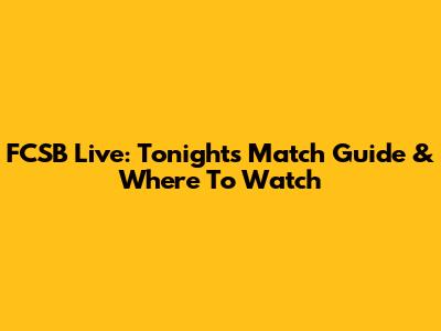 FCSB Live: Tonight's Match Guide & Where To Watch