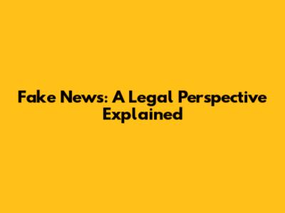 Fake News: A Legal Perspective Explained