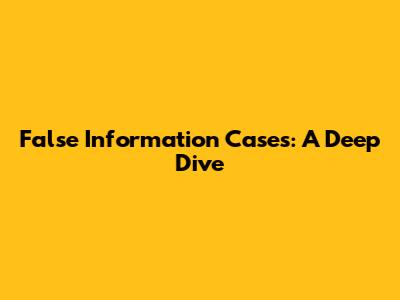 False Information Cases: A Deep Dive