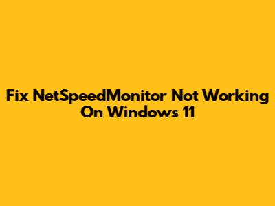 Fix NetSpeedMonitor Not Working On Windows 11