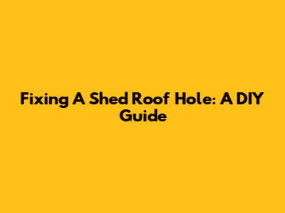 Fixing A Shed Roof Hole: A DIY Guide