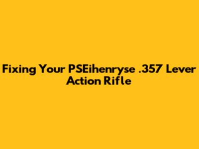 Fixing Your PSEihenryse .357 Lever Action Rifle
