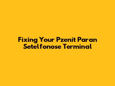 Fixing Your Pzenit Paran Setelfonose Terminal