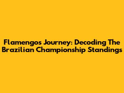 Flamengo's Journey: Decoding The Brazilian Championship Standings