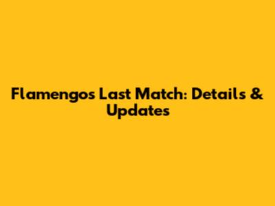 Flamengo's Last Match: Details & Updates