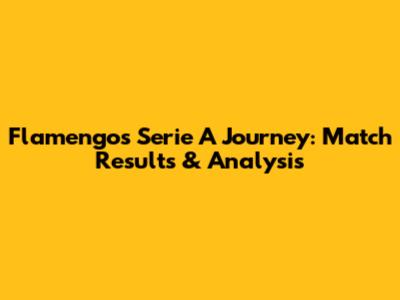 Flamengo's Serie A Journey: Match Results & Analysis