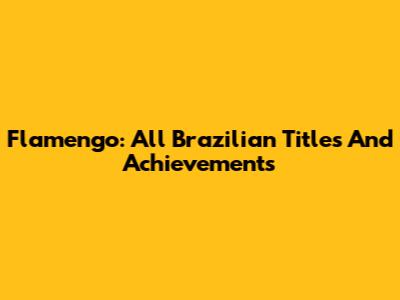 Flamengo: All Brazilian Titles And Achievements