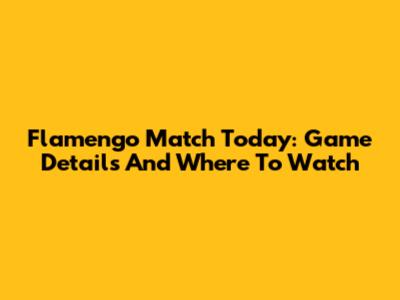 Flamengo Match Today: Game Details And Where To Watch