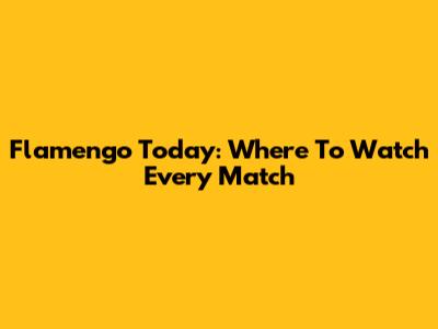 Flamengo Today: Where To Watch Every Match