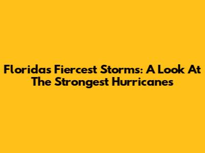 Florida's Fiercest Storms: A Look At The Strongest Hurricanes