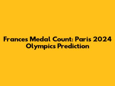 France's Medal Count: Paris 2024 Olympics Prediction