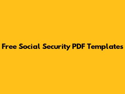 Free Social Security PDF Templates