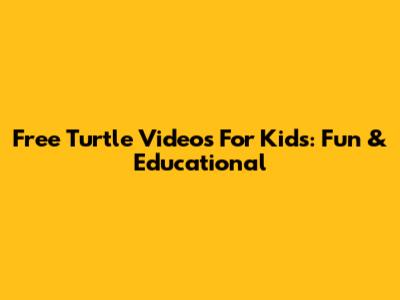 Free Turtle Videos For Kids: Fun & Educational
