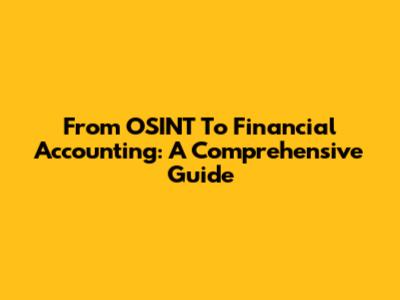 From OSINT To Financial Accounting: A Comprehensive Guide
