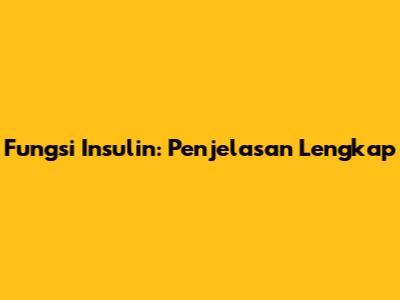 Fungsi Insulin: Penjelasan Lengkap