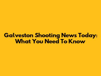Galveston Shooting News Today: What You Need To Know