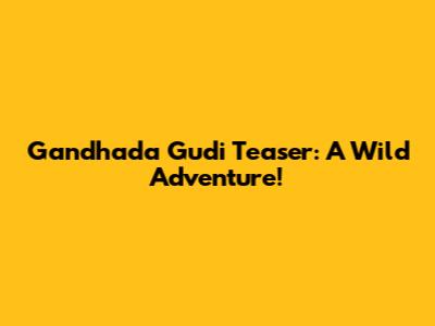 Gandhada Gudi Teaser: A Wild Adventure!