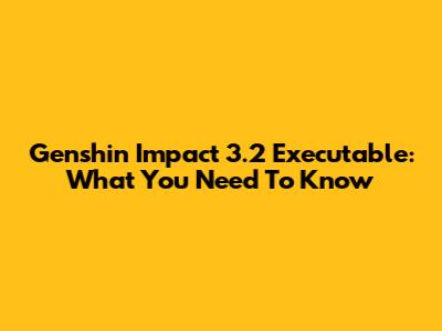 Genshin Impact 3.2 Executable: What You Need To Know