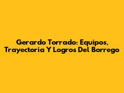 Gerardo Torrado: Equipos, Trayectoria Y Logros Del 'Borrego'