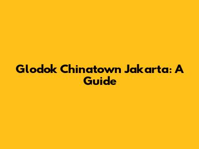 Glodok Chinatown Jakarta: A Guide