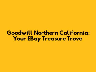 Goodwill Northern California: Your EBay Treasure Trove