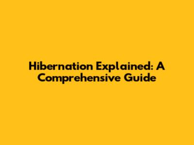 Hibernation Explained: A Comprehensive Guide